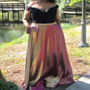 Off the shoulder plus size prom dress